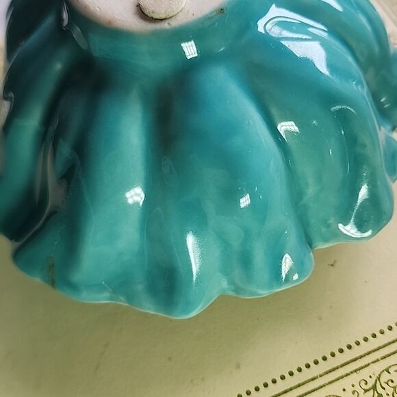 Vintage Set Of 2 Lotus Seed Pod Vases Aqua Blue - Picture 6 of 16